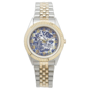 Blue & White China Blue Willow Design Watch