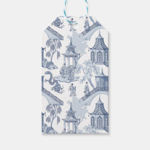 Blue & White Chinese Pattern Wrapping Paper Medium Gift Tags