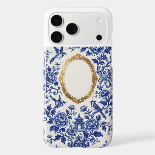 Blue White Chinoiserie Birds Peony Personalized