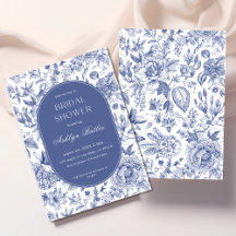 Blue White Chinoiserie Bridal Shower Invitation