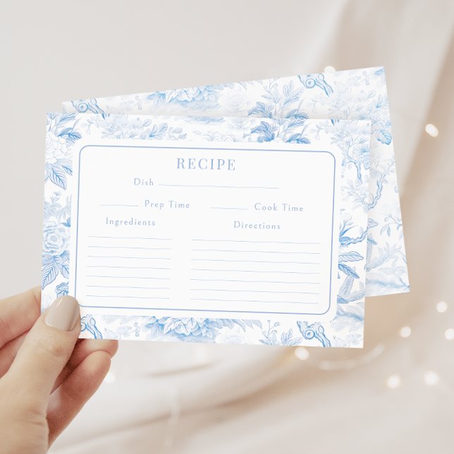 Blue White Chinoiserie Bridal Shower Recipe Card (Creator Uploaded)