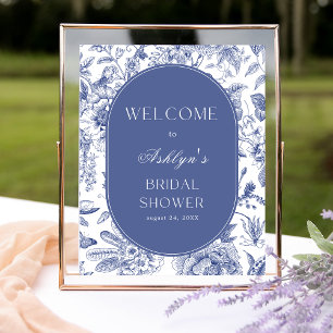 Blue White Chinoiserie Bridal Shower Welcome Sign