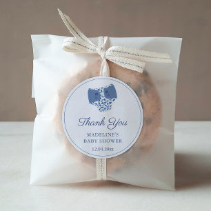 Blue White Chinoiserie Diaper Baby Shower Favor Classic Round Sticker