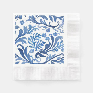 Blue White Chinoiserie Floral Botanical Napkin