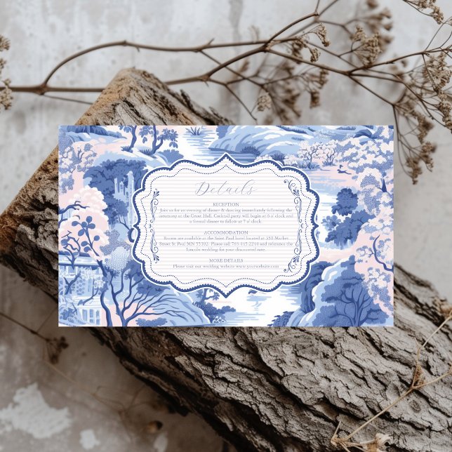 Blue White Chinoiserie Floral Porcelain Wedding Enclosure Card (Creator Uploaded)