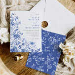 Blue White Chinoiserie Floral Porcelain Wedding Invitation<br><div class="desc">This chinoiserie-inspired design features elegant botanical florals and greenery in delft blue and white. Personalise the invite with your details and if you want to further re-arrange the style and placement of the text,  please press the "Click to customise further" button.</div>