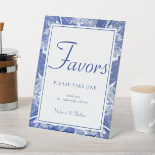 Blue White Chinoiserie Floral Wedding Favour Sign