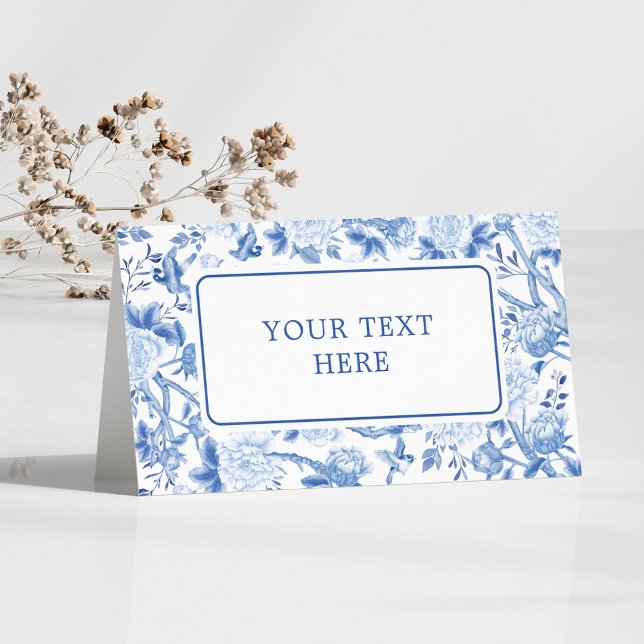 Blue White Chinoiserie Floral Wedding Seating Place Card (Creator Uploaded)