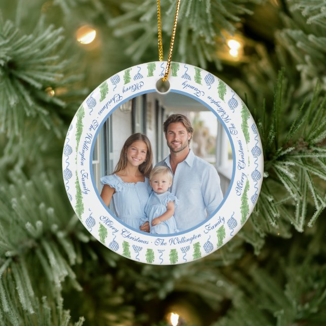 Blue & White Chinoiserie Garland Grandmillennial Ceramic Tree Decoration (Tree)