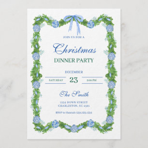 Blue & White Chinoiserie Garland Grandmillennial Invitation