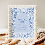 Blue White Chinoiserie Mimosa Bar Wedding Sign<br><div class="desc">This chinoiserie-inspired design features elegant botanical florals and greenery in delft blue and white. Personalise the invite with your details and if you want to further re-arrange the style and placement of the text,  please press the "Click to customise further" button.</div>