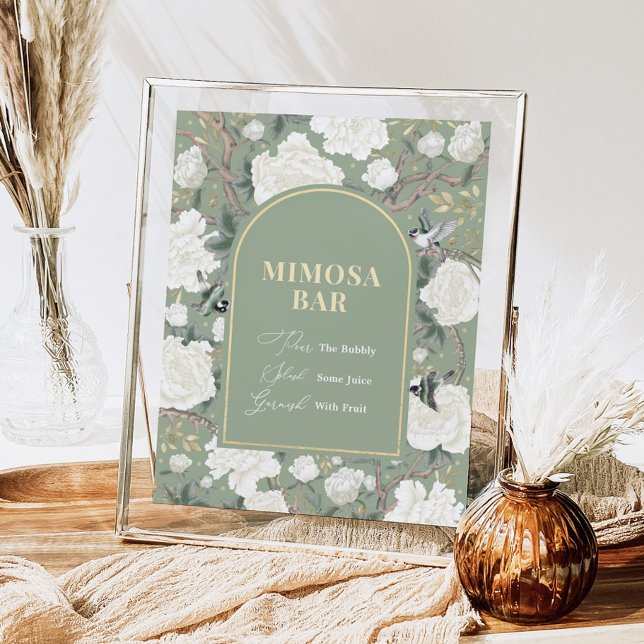 Blue White Chinoiserie Mimosa Bar Wedding Sign (Creator Uploaded)