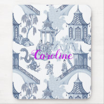 Blue & White Chinoiserie Pattern with Monogram  