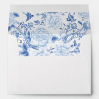 Blue White Chinoiserie Peony Birds Porcelain