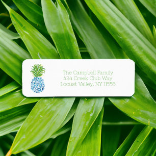Blue White Chinoiserie Pineapple Address