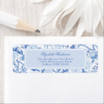 Blue White Chinoiserie Porcelain Return Address<br><div class="desc">This elegant design features elegant blue and white Chinoiserie botanical flowers and birds,  complimented with modern typography.</div>