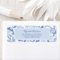 Blue White Chinoiserie Porcelain Return Address