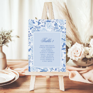 Blue White Chinoiserie Seating Chart Table Number