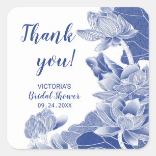Blue White Chinoiserie Thank You  Square Sticker