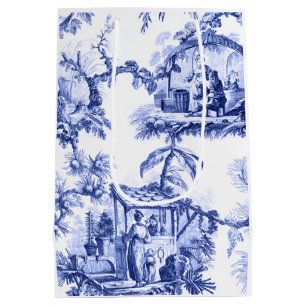Blue White Chinoiserie Toile Medium Gift Bag