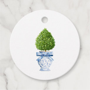 Blue & White Chinoiserie Topiary Favour Tags