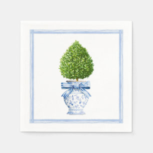Blue & White Chinoiserie Topiary Napkin