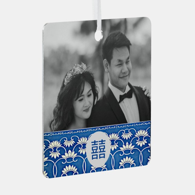 Blue & white  Chinoiserie -wedding   Metal Tree Decoration (Front Right)