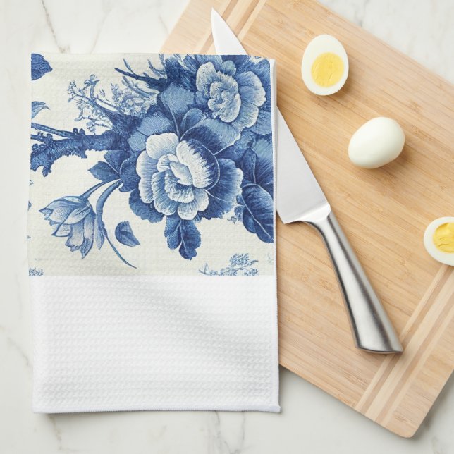 Blue & White chinoiseries Tea Towel (Quarter Fold)