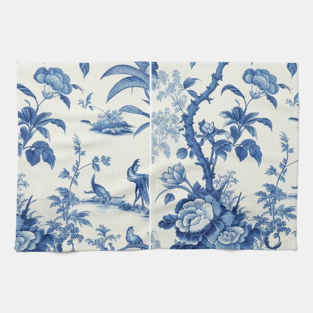 Blue & White Chinoiseries  Tea Towel (Horizontal)