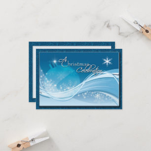 Blue White Christmas Celebration RSVP Invitation