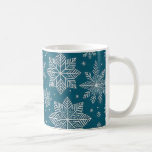 Blue White Christmas Holiday Snowflakes Pattern Coffee Mug