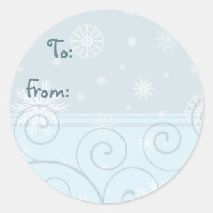Blue White Christmas Snowflake Gift Tags