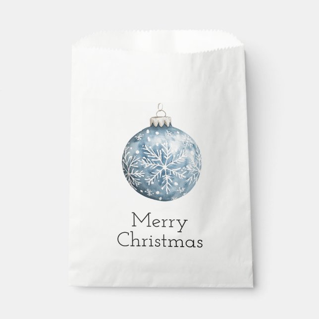 Blue White Christmas Snowflakes Ornaments Favour Bags (Front)