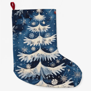 Blue White Christmas Tree Holiday Stocking