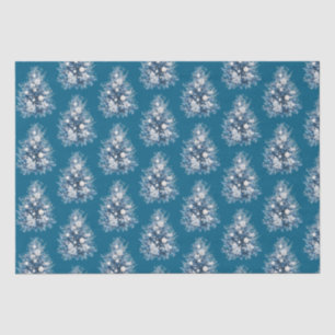 Blue White Christmas Tree Tissue Paper