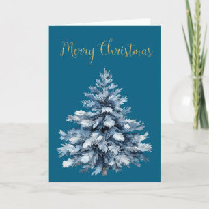 Blue White Christmas Trees Card
