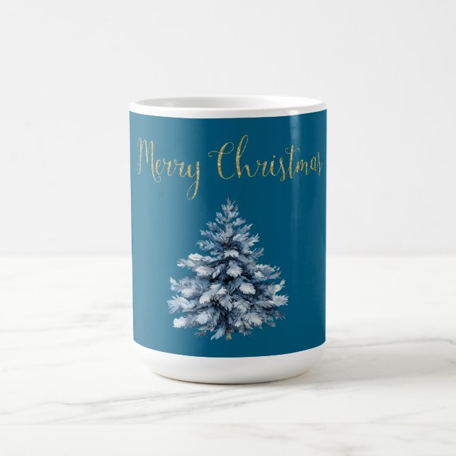 Blue White Christmas Trees Coffee Mug (Center)