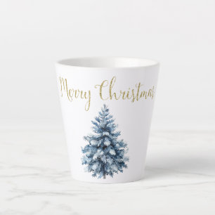 Blue White Christmas Trees Latte Mug