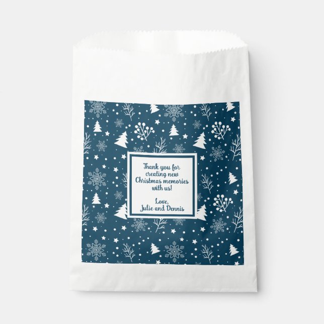 Blue & White Christmas Trees Party  Favour Bags (Front)