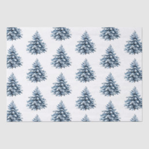 Blue White Christmas Trees Tissue Paper