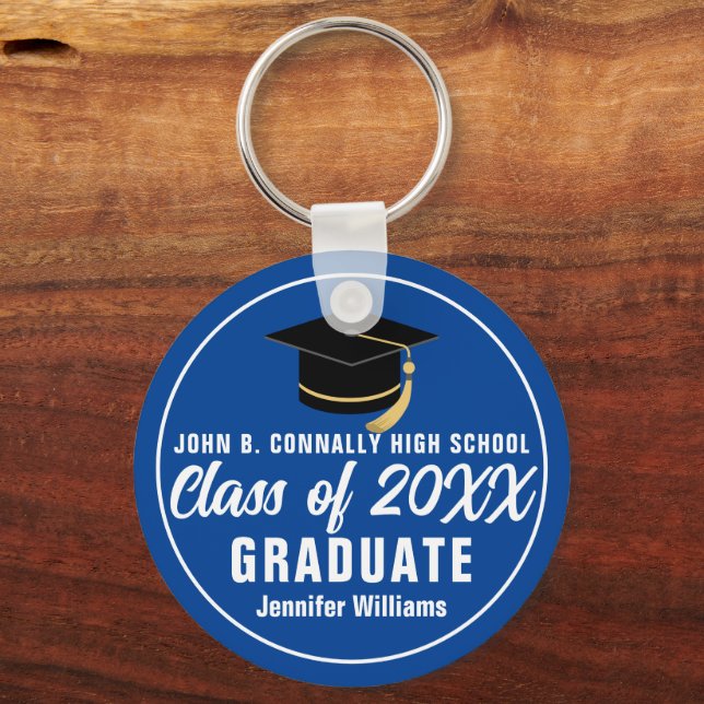 Blue White Class of 2026 Personalised Graduate Key Ring (Front)