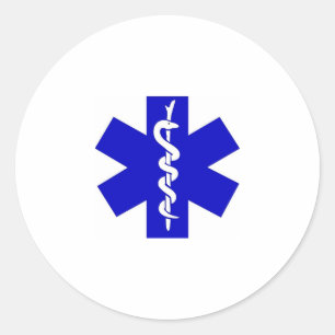 blue & white classic round sticker