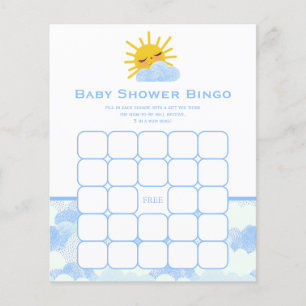Blue White Clouds & Sun Baby Shower Bingo Game