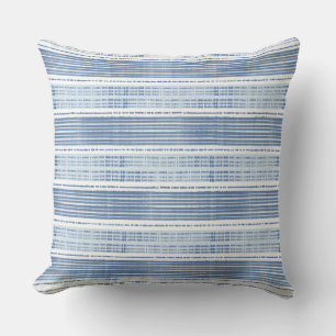 Blue & White Coastal Line Pattern Cushion