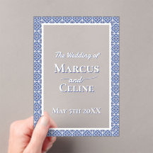 Blue & White Coastal Mediterranean Wedding Invites