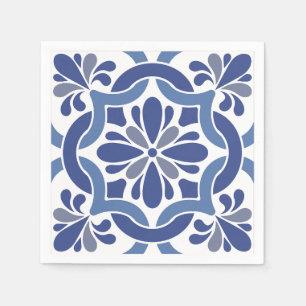 Blue & White Coastal Mediterranean Wedding Napkin