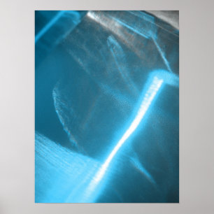 Blue White Cold Light on Glass Abstract Poster