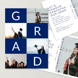BLUE WHITE COLOR BLOCKS MULTI Photo GRAD Announcement