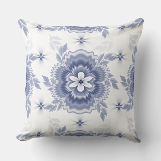  Blue White Colour Flower Pattern Cushion (Front)