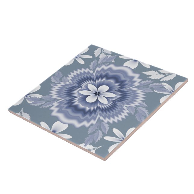 Blue White Colour Flower Pattern Tile (Side)